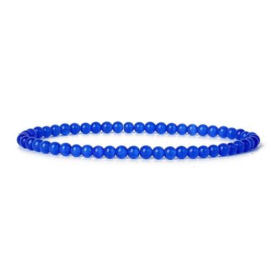 HZLXF1 4/6mm Natural Stone Beads Bracelet Jewelry for Women Men Friend Gifts (Length : 4mmBeads-19cm, Metal Color : 28)