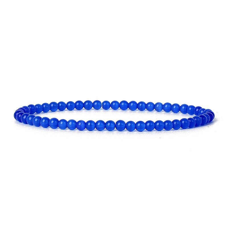 HZLXF1 4/6mm Natural Stone Beads Bracelet Jewelry for Women Men Friend Gifts (Length : 4mmBeads-19cm, Metal Color : 28)