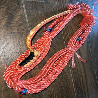 Bull Rope Red Poly Jr Bull 9x7 LH 7/8" x 1" Soft - EPT Bull Ropes Riding Rope 14'