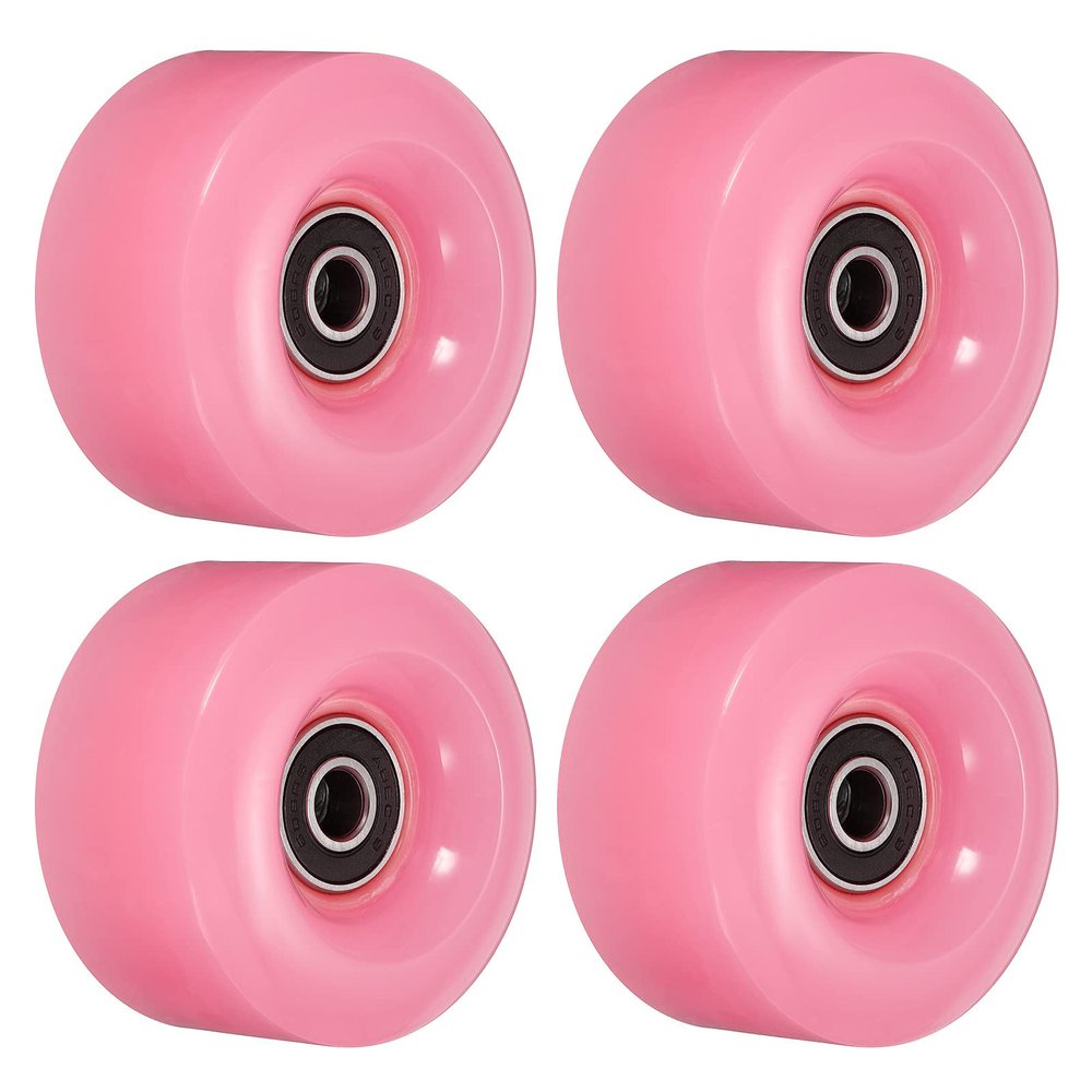 PATIKIL 32 x 58mm Roller Skate Wheels with Bearings, 4 Pack 82A Quad Skate Replacement for Double Row Skate Skateboard Indoor or Outdoor, Pink