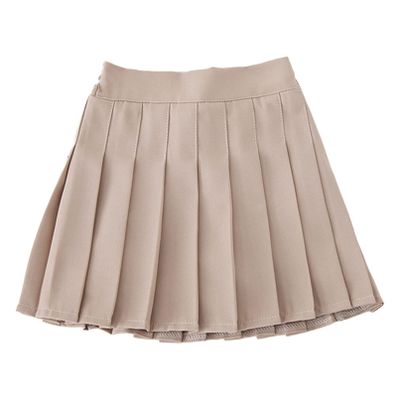 winying Kids Girls Fashion Plaid Pleated High-Waist A-line Skirt Dance Skirt Daily Schoogirls Uniform Dress Khaki A 10-11 Years