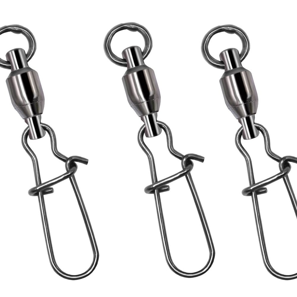 megrez sport 25pcs Duo Lock Fishing Snap Swivels Stainless Steel Ball Bearing Barrel Swivels for Saltwater Freshwater Size:0-8# Strength: 22-130LB (1#-30LB-25PCS)