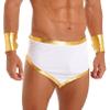 dPois Men's Gold Trim Toga Mini Skirt Suit Adult Ancient Greek Roman Costume Role Playing Set White Large view 1