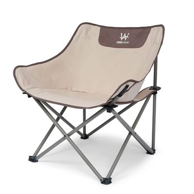 Whitsunday Outdoor Foldable Camping Chair with Built-in Side Pocket (1, Ivory)