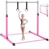 Safly Fun Gymnastics Bar for Kids Ages 3-15 | Sturdy Steel Home Gym, Adjustable Height (3 to 5 ft) with Anti-Slip Base, Easy Assembly view 1