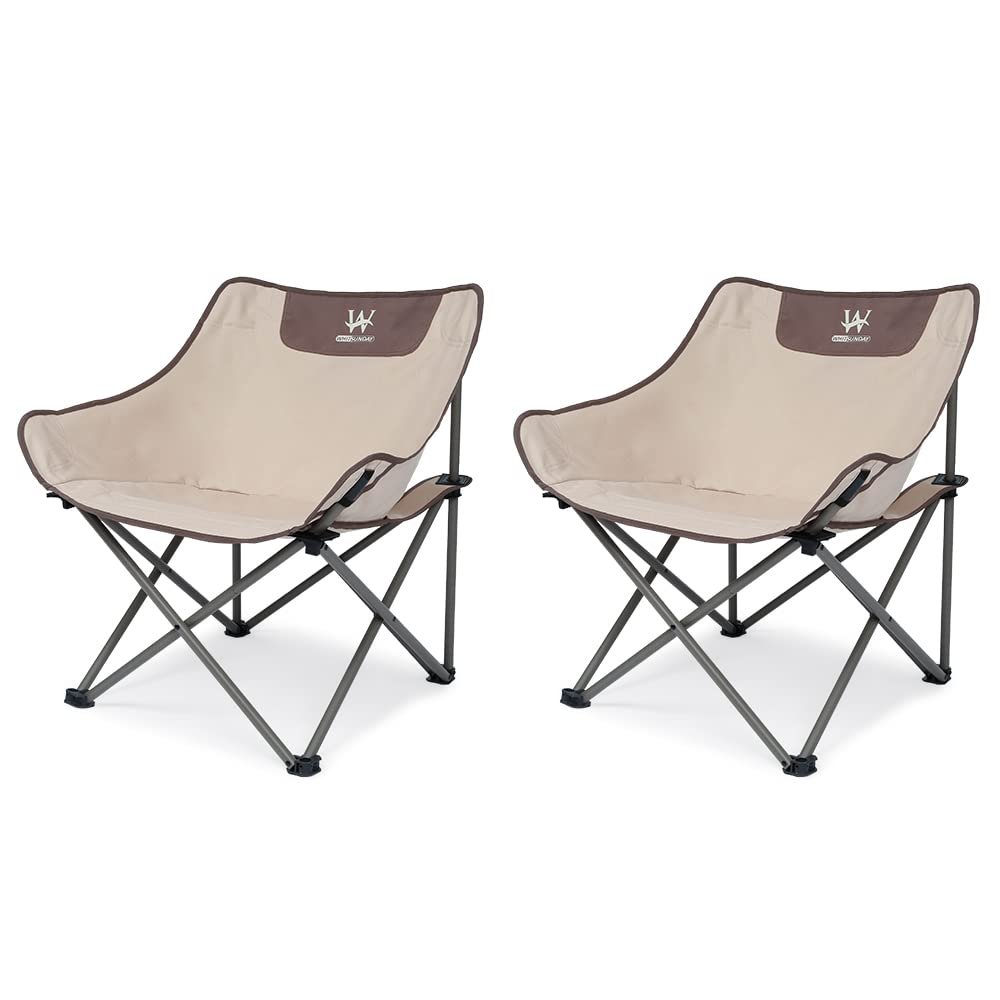 Whitsunday Outdoor Foldable Camping Chair with Built-in Side Pocket (2, Ivory)
