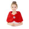 Girls Princess Faux Fur Wraps Shawl Girls Bolero Shrug Party Wedding Dress Cape (Red) view 1