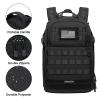 MOSISO Tactical Backpack, 2-Layer Military Daypack 3 Day Assault Pack Rucksack Outdoor Hiking Hunting Camping Training Travel Shoulder Bag with Trolley Belt & USA Flag Patch, Black view 4