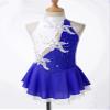 Agoky Kids Girls Floral Print Mock Neck Figure Ice Skating Gymnastic Dress Sequin Ballet Lyrical Jazz Modern Dance Dress Blue&White 16 Years view 3