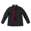 Boys Uniform Dress Shirt Cotton Long Sleeve Button Down Black Tops with Tie & Bowtie Set for School Church Wedding, 170 view 2