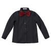 Boys Uniform Dress Shirt Cotton Long Sleeve Button Down Black Tops with Tie & Bowtie Set for School Church Wedding, 170 view 3