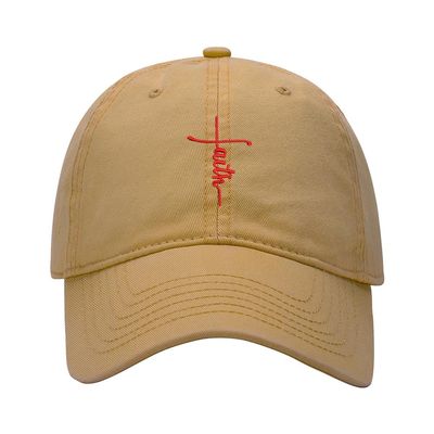 Baseball Cap Men Cross Faith Embroidered Washed Cotton Dad Hat Baseball Caps (Khaki,7 5/8)