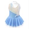 Agoky Kids Girls Floral Print Mock Neck Figure Ice Skating Gymnastic Dress Sequin Ballet Lyrical Jazz Modern Dance Dress Light Blue 14 Years view 2