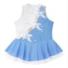 Agoky Kids Girls Floral Print Mock Neck Figure Ice Skating Gymnastic Dress Sequin Ballet Lyrical Jazz Modern Dance Dress Light Blue 14 Years view 3