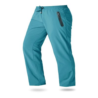 Boladeci Fishing Casual Pants for Men Lightweight Lounge Hiking Stretch Quick Dry Breathable Poylester Summer Travel Camping Sweatpants with Drawstrings Lake Blue 40