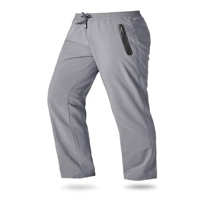 Boladeci Pants Men Lightweight Quick Dry Elastic Waist Summer Sweatpants UV Sun Protection Gym Workout Camping Athletic Joggers with Pockets Travel Running Fishing Hiking Pants Light Grey