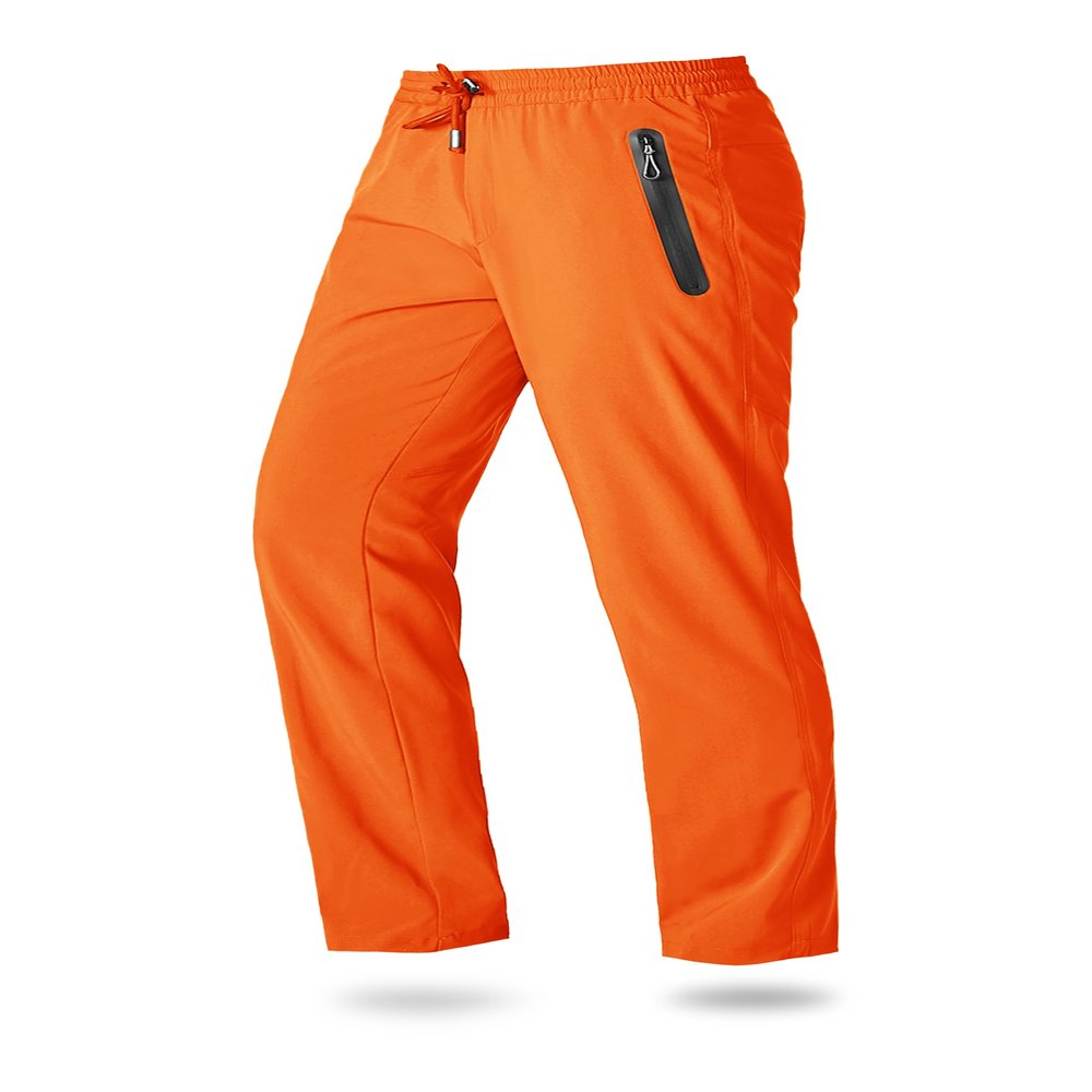 Boladeci Lightweight Pants for Summer Sweatpants Quick Dry Elastic Waist Drawstring Casual Workout Athletic Joggers with Pockets Lounge Travel Fishing Gym Hiking Pants Orange 38