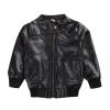 Dkygxwt Boys Leather Jacket Toddler Kids Long Sleeve Faux Leather Zipper Jacket Spring Autumn Lightweight PU Coat Clothes Black view 1