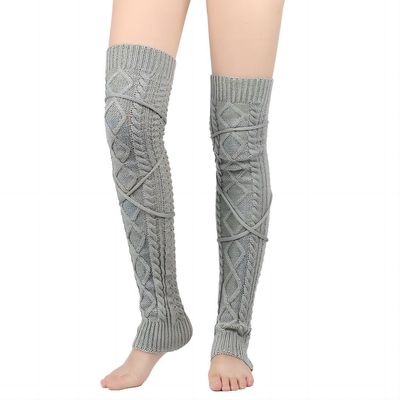 aoozleny Leg Warmers,Knitted Crochet Boot Socks Warm Thigh High socks for Womens Girls (Gary)