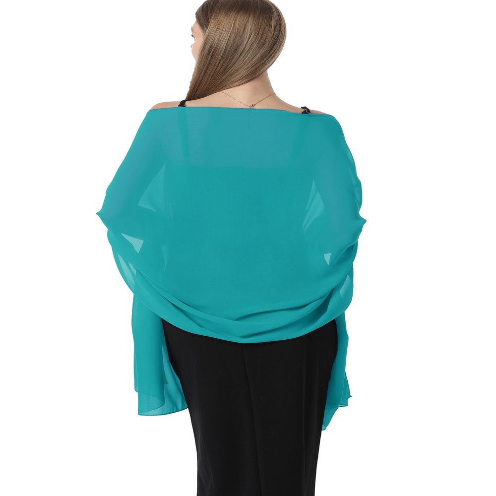 Chiffon Shawls and Wraps for Evening Dresses Women Elegant Soft Scarf Bridal Scarve Wedding Stole (Turquoise, Plus Size)