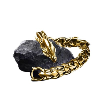 1PC Fashion Link Bracelets Silver Gold Dragon Head Dragon Lin Bracelet Retro Exaggerated Men's Dragon Bracelet Jewelry Accessories(21cm,Golden)