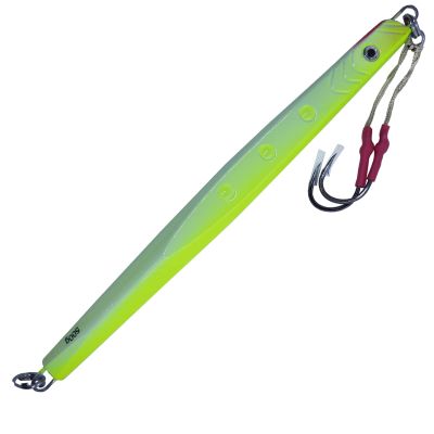 Glow Fish WOW! 500g Speed Knife jig 17.5oz Fishing Vertical Trolling Jigging Fast Fall Metal Flat Bait with Two Assist Hook Big Game Lure