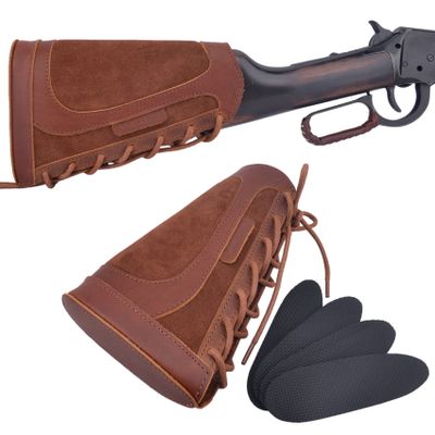 WAYNE'S DOG Leather Recoil Pad Gun Buttstock (Brown - Ambidextrous)