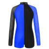Agoky Kids Girls Ballet Dance Unitard Yoga Outfit Long Sleeve Biketard Rhinestone Gymnastics Leotard Athletic Tracksuit Royal Blue 6 Years view 3