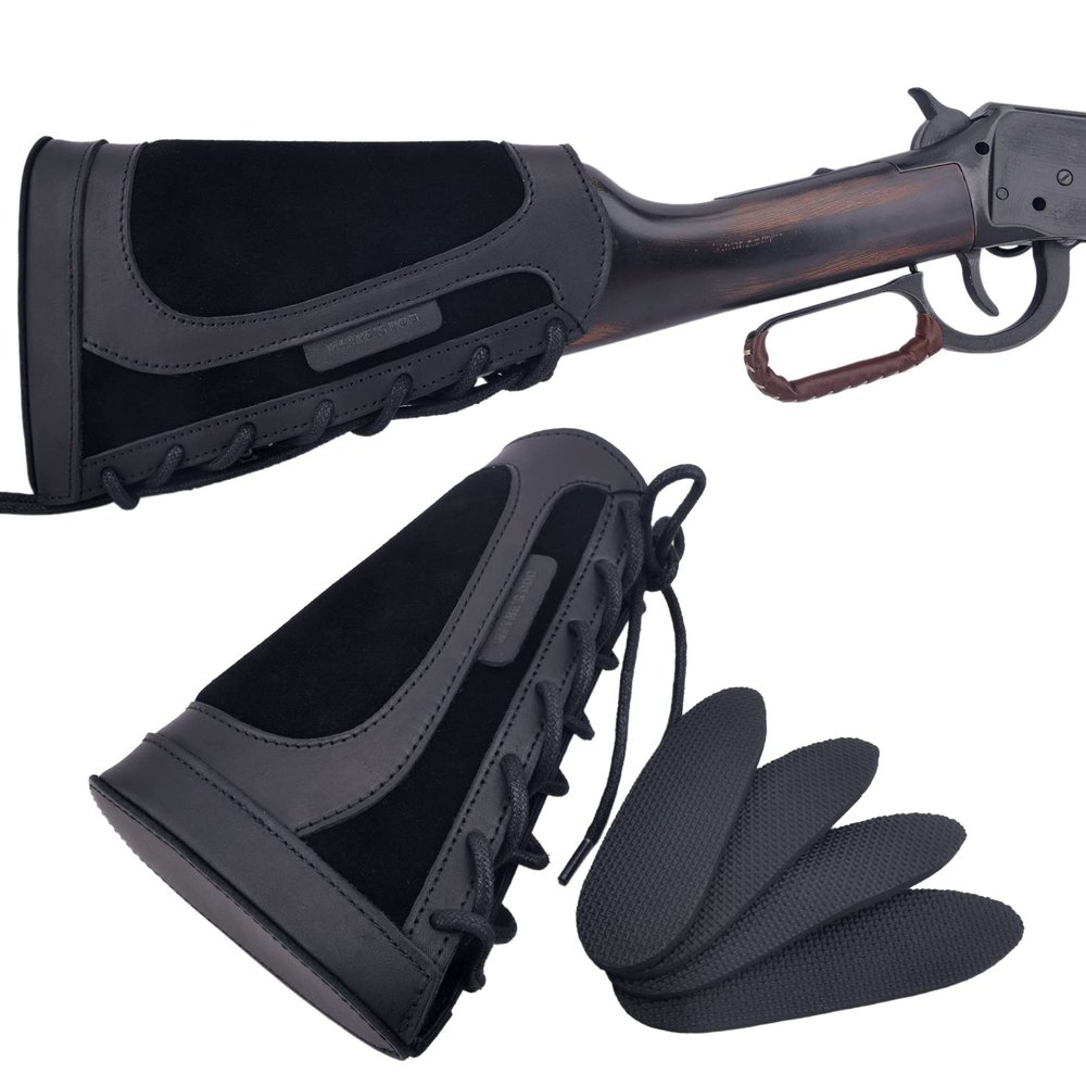 WAYNE'S DOG Leather Recoil Pad Gun Buttstock (Black - Ambidextrous)