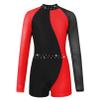 Agoky Kids Girls Ballet Dance Unitard Yoga Outfit Long Sleeve Biketard Rhinestone Gymnastics Leotard Athletic Tracksuit Red 12 Years view 2