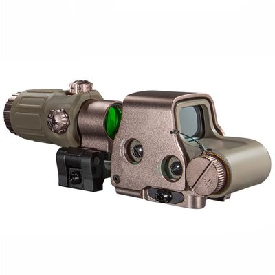 558 Holograhic and G33 3X Magnifier Hybrid Sight, 558 Green and Red Dot Optical Reflex Scope with G33 Magnifying Glass Combo, Quick Release Rollover Multiplier, for 20mm Rail Mount (Gold)