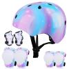 FIODAY Kids Helmet Knee Pads for Kids Unicorn Knee and Elbow Pads Wrist Guards Adjustable Protective Gear Set for Girls Boys Sports Skateboard, Blue Purple, 3-8 Years view 1