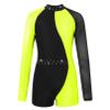 Agoky Kids Girls Ballet Dance Unitard Yoga Outfit Long Sleeve Biketard Rhinestone Gymnastics Leotard Athletic Tracksuit Fluorescent Yellow 6 Years view 2