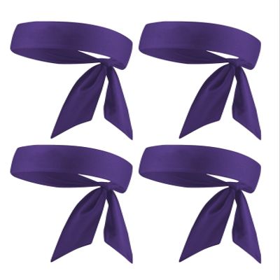 Purple Head Tie, Tennis Headband Tie Back, Sweat Wicking Quickly Dry Hair Band for Men Women Kids Girls Boys, Sweatband Head Wraps for Tennis, Basketball, Running, Karate, Workout