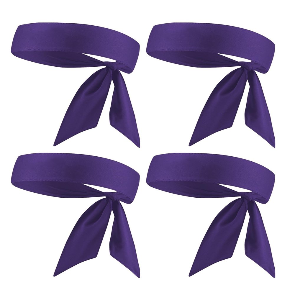 Purple Head Tie, Tennis Headband Tie Back, Sweat Wicking Quickly Dry Hair Band for Men Women Kids Girls Boys, Sweatband Head Wraps for Tennis, Basketball, Running, Karate, Workout