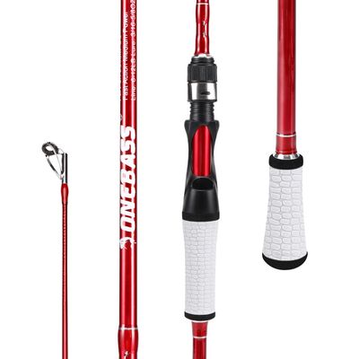 One Bass Fishing Rod, Spinning & Casting Fishing Pole with 30 Ton Carbon Fiber-7' Spinning- Red