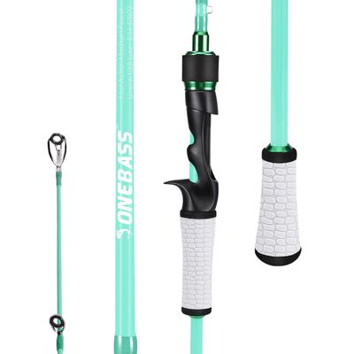 One Bass Fishing Rod, Spinning & Casting Fishing Pole with 30 Ton Carbon Fiber-6'6" Casting- Blue