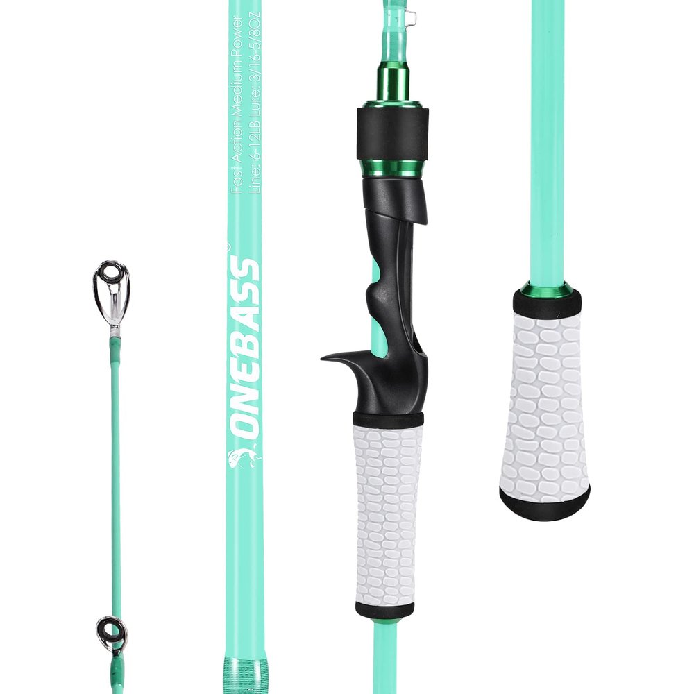 One Bass Fishing Rod, Spinning & Casting Fishing Pole with 30 Ton Carbon Fiber-6'6" Casting- Blue