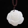 1PC Natural Gemstone Rose Pendant White Jade Quartz Flower Shape Charm Necklace Jewelry for Woman Jewellery DIY Gift view 2