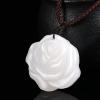 1PC Natural Gemstone Rose Pendant White Jade Quartz Flower Shape Charm Necklace Jewelry for Woman Jewellery DIY Gift view 4
