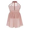 VernLan Girls Mock-Neck Cutout Back Lyrical Dance Dress Costumes for Contemporary Ballet Dance wear Leotard Wrap Skirt Pink 14 Years view 3