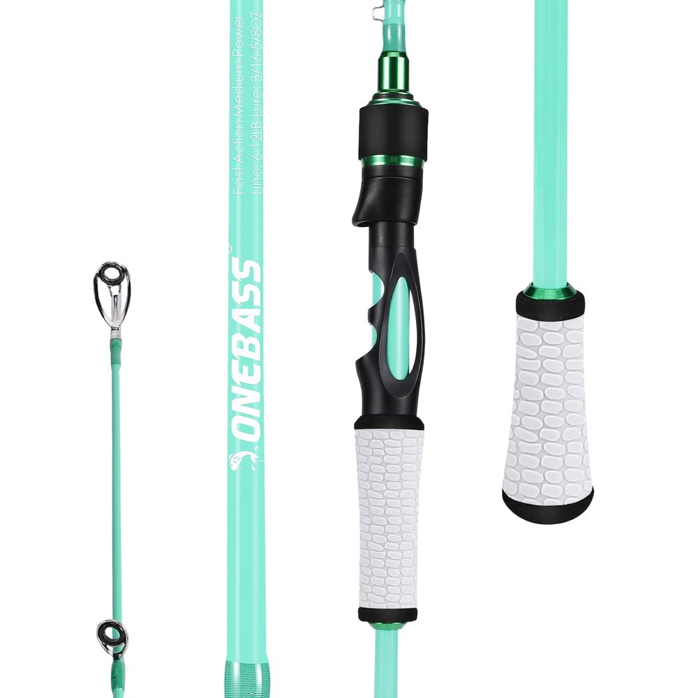 One Bass Fishing Rod, Spinning & Casting Fishing Pole with 30 Ton Carbon Fiber-6'6" Spinning- Blue