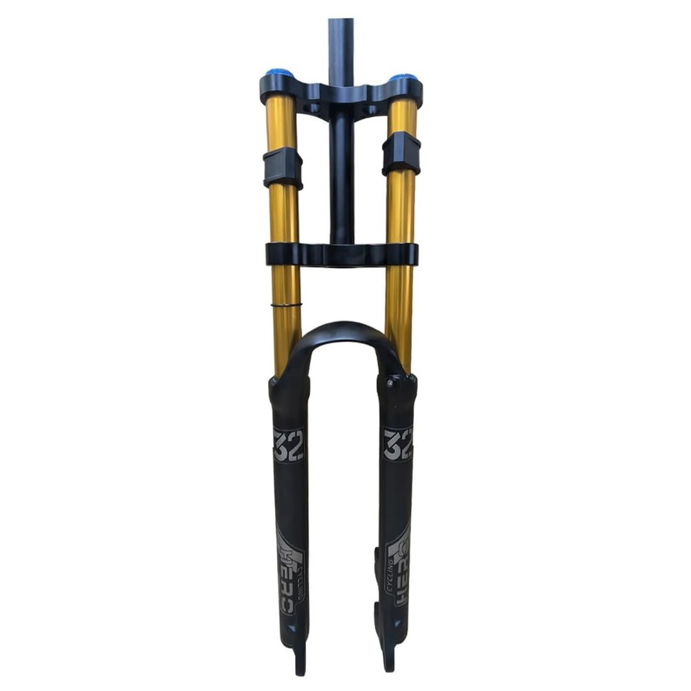 HSQMA DH Downhill Mountain Bike Suspension Fork 26 27.5 29 Inch Travel 160mm Air Fork Double Shoulder Front Fork 1-1/8 Straight Tube with Lockout