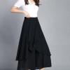 DGHM-JLMY Women's Chiffon Wide Leg Culottes High Waist Casual Palazzo Dress Pant Loose Layer Elastic Waist Pants (Black,Medium,5,OZ) view 2
