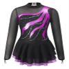 Loyan Kids Girls Shiny Ice Figure Skating Dress Mesh Long Sleeve Roller Skating Dance Competition Performance Costume Purple 6 Years view 3