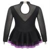Loyan Kids Girls Shiny Ice Figure Skating Dress Mesh Long Sleeve Roller Skating Dance Competition Performance Costume Purple 6 Years view 4