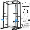 ULTRA FUEGO Power Cage, Multi-Functional Power Rack with J-Hooks, Dip Handles, Landmine Attachment and Optional Cable Pulley System for Home Gym view 1