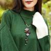 Acxico 1Pcs Long Boho Necklace Women Statement Necklace Shell Flower Colorful Natural Stone Necklaces for Women Wood Accessories view 2