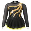 Loyan Kids Girls Shiny Ice Figure Skating Dress Mesh Long Sleeve Roller Skating Dance Competition Performance Costume Yellow 6 Years view 3