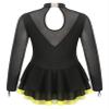 Loyan Kids Girls Shiny Ice Figure Skating Dress Mesh Long Sleeve Roller Skating Dance Competition Performance Costume Yellow 6 Years view 4